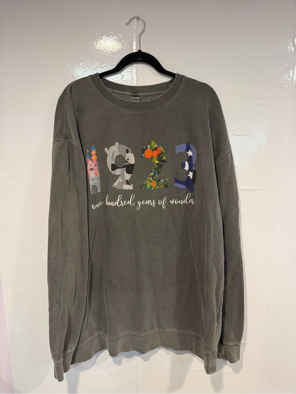 Disney 100 years of Magic Grey Graphic '1923' Pullover Sweatshirt